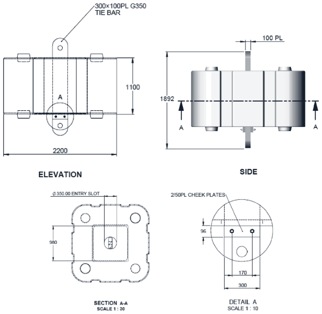 4000kg mega buoys dimension diagram