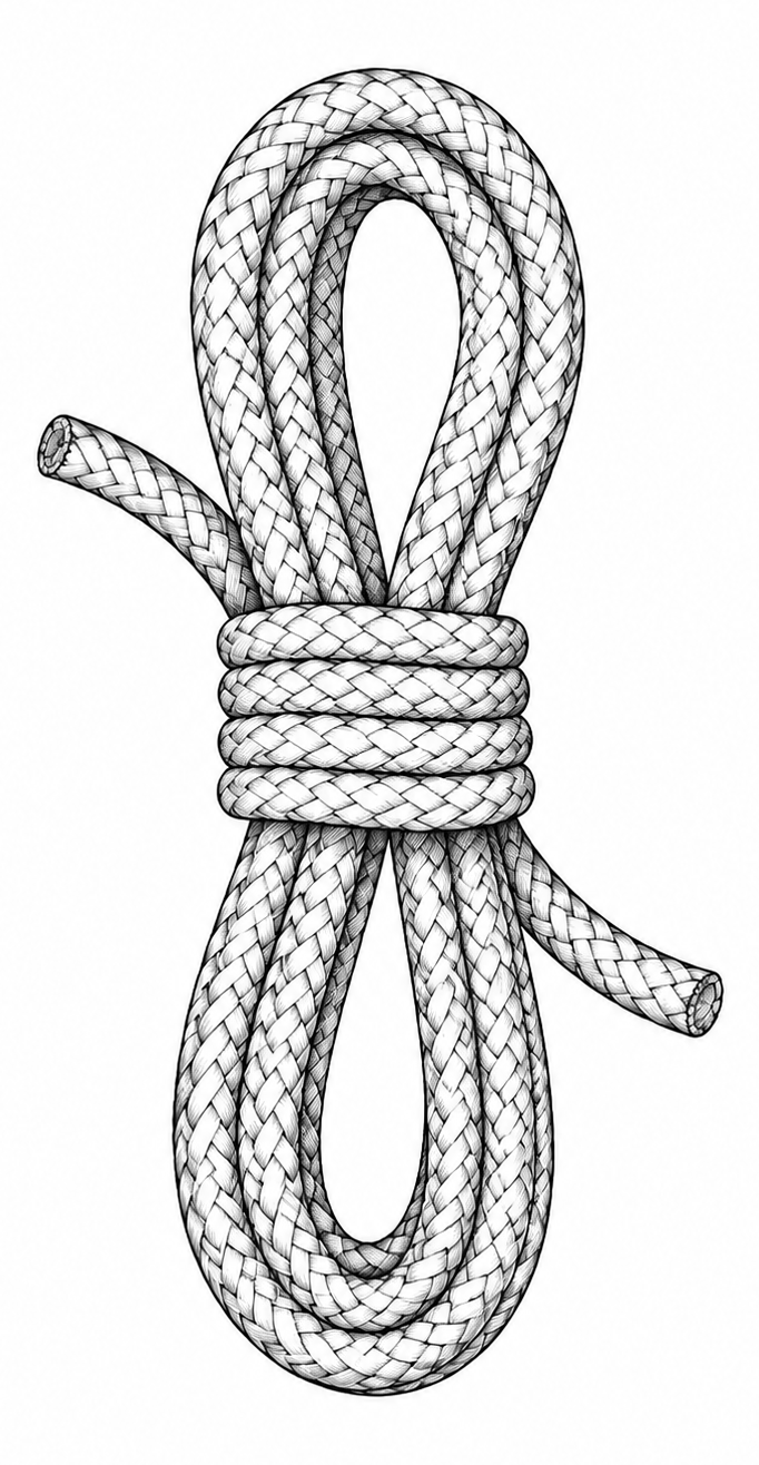 Figure-eight braided rope coil illustration
