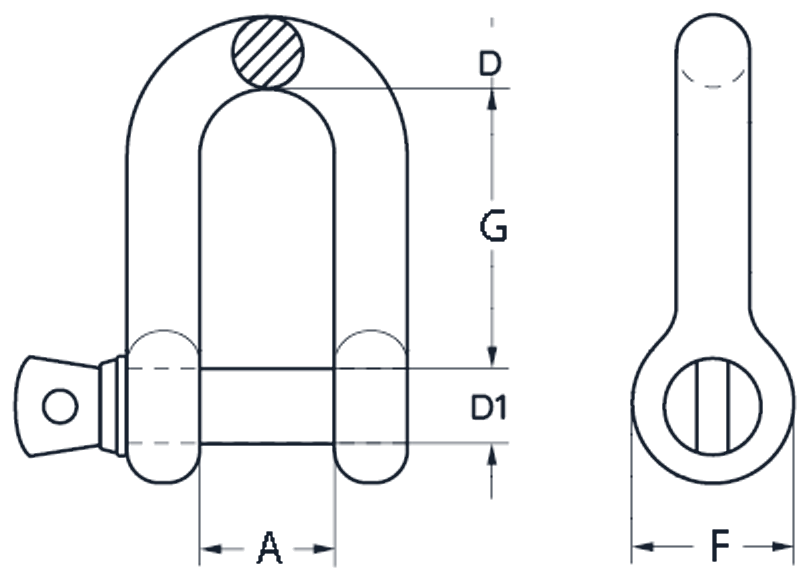 grade s safety dee screw pin shackle galvanised dimension diagram