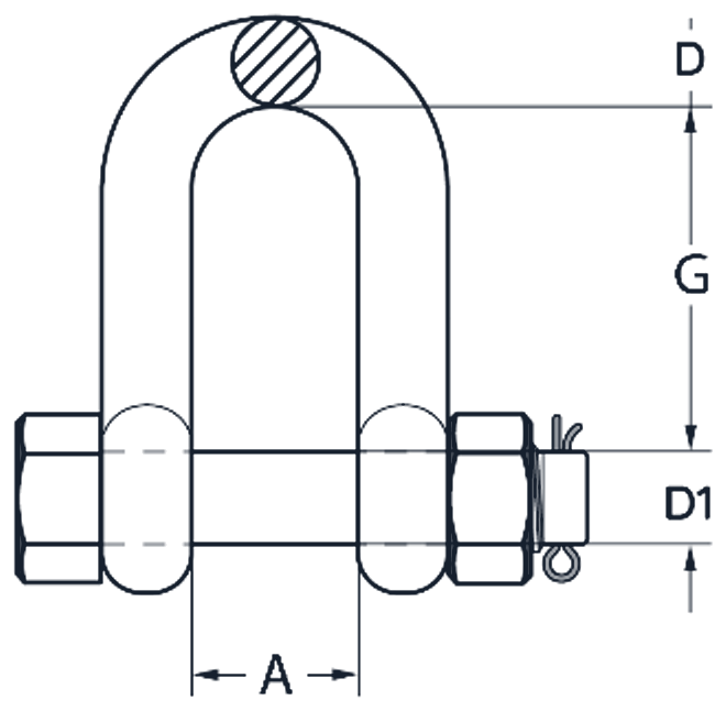 grade s safety dee shackle galvanised dimension diagram