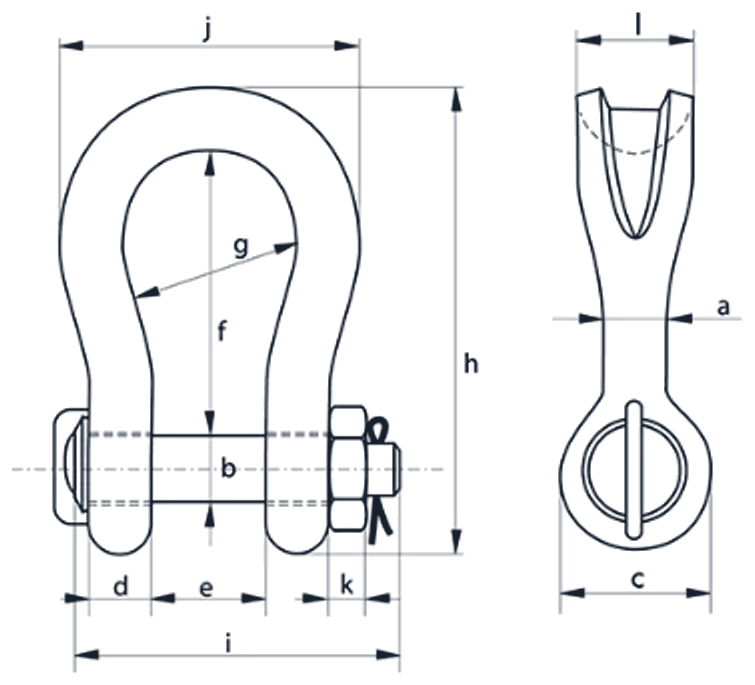 green pin sling shackle dimension diagram