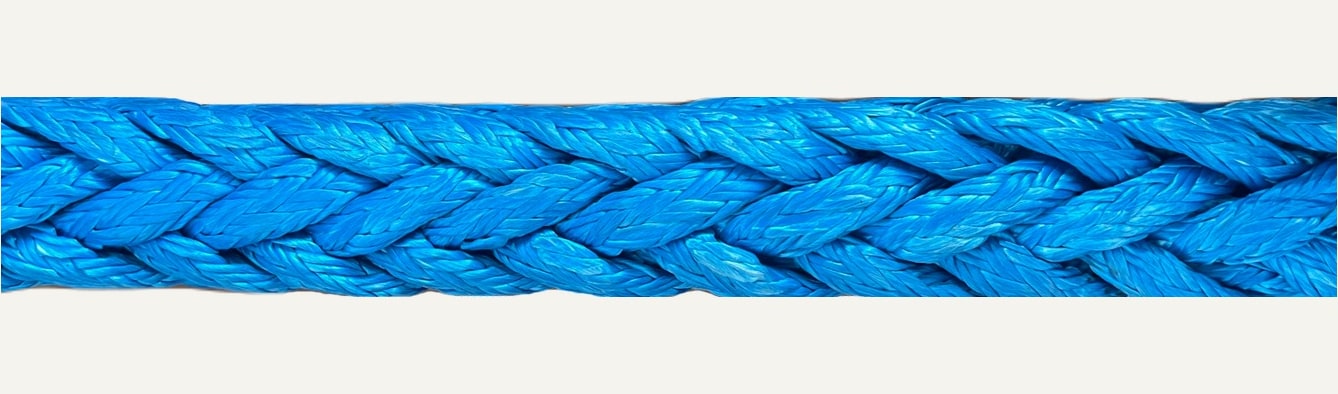 Close-up of Jeyflex 12x12 Strand HMPE rope texture
