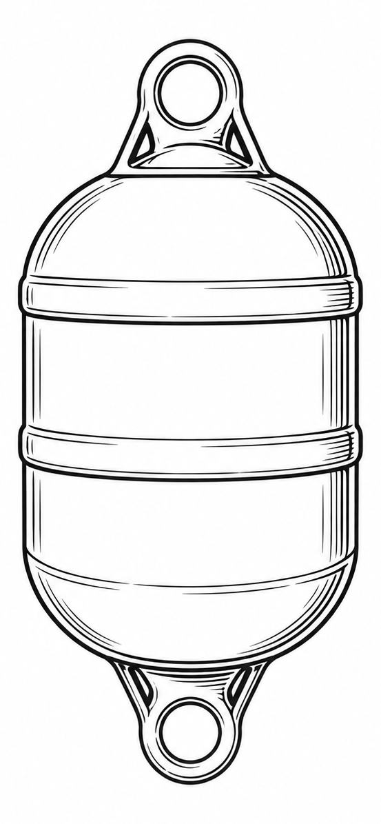 Monochrome ribbed marine buoy illustration