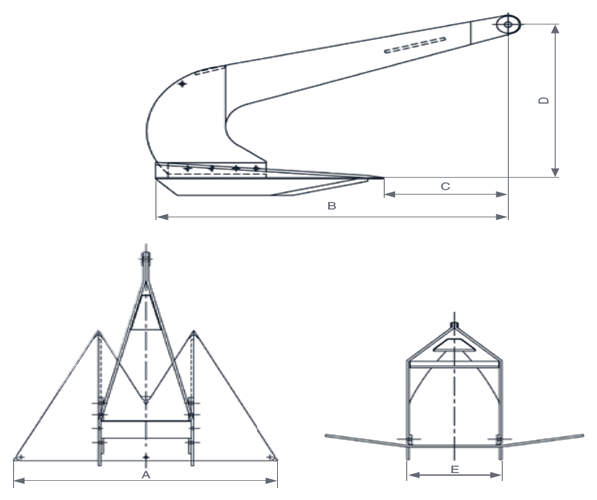 Stingray Anchor dimension diagram