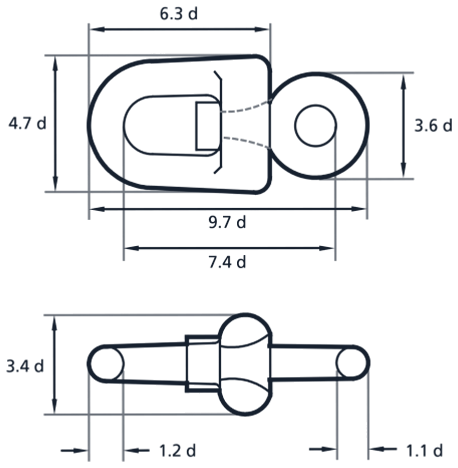 swivel forerunner assembly dimension diagram